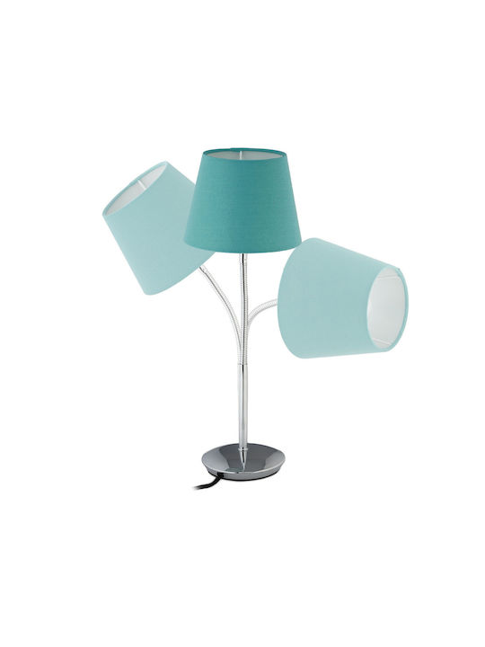 Relaxdays Material Textil Lampă de masă pentru Soclu E14 cu Abajur Turcoaz și Bază Argintiu