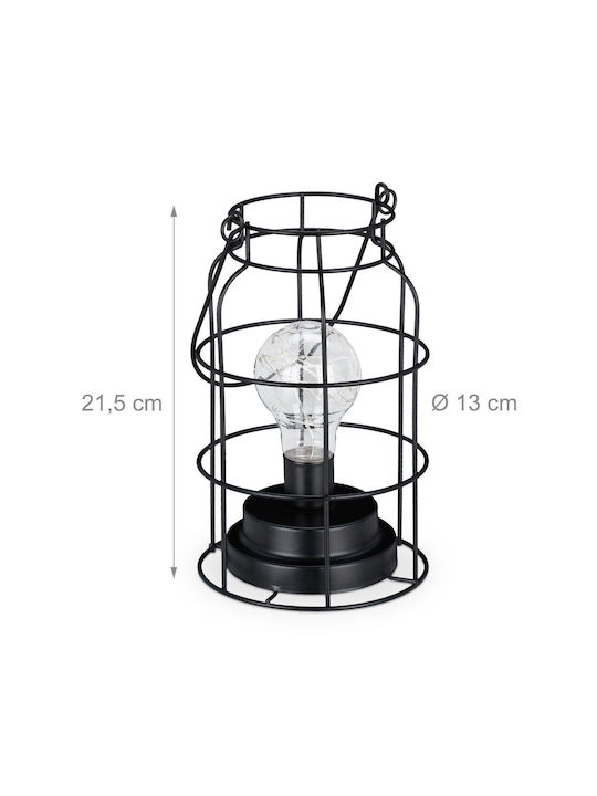 Relaxdays Metall Vintage Tischlampe LED mit Schwarz Schirm und Basis