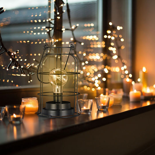 Relaxdays Metal Vintage Table Lamp LED with Black Shade and Base
