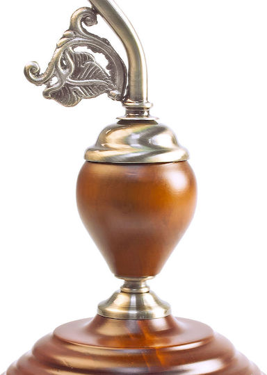 Relaxdays Wood Table Lamp for Socket E27 with Green Shade and Brown Base