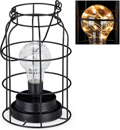 Relaxdays Metal Vintage Table Lamp LED with Black Shade and Base