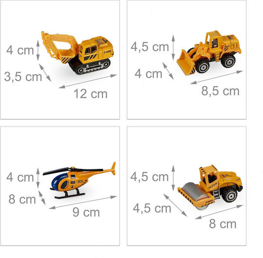 Set de Jucării 6 Piese Elicopter Stivuitor Excavator Autogreder Basculantă Excavator Mic pentru Copii de 3 Ani+