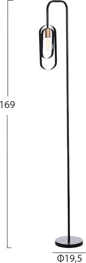 HomeMarkt Floor Lamp H169xW19.5cm. with Socket for Bulb E27 Black