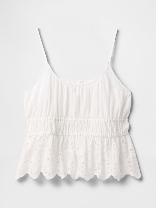 Дамска Блуза Памучна с Тънки Презрамки Off White