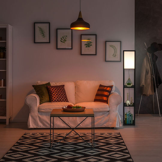 Relaxdays Floor Lamp H161xW26cm. with Socket for Bulb E27 Black