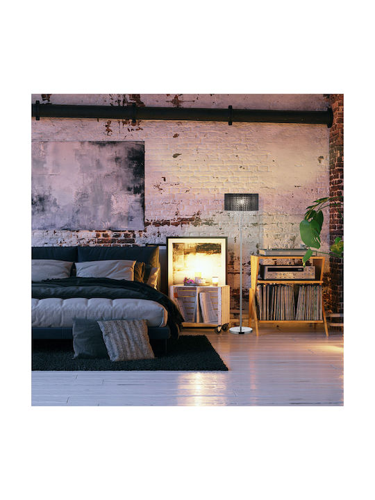 Relaxdays Floor Lamp H149xW150cm. with Socket for Bulb E27 Black