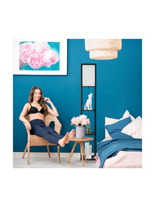Relaxdays Lampa de podea Î161xL26cm. cu Soclu pentru Bec E27 Negru