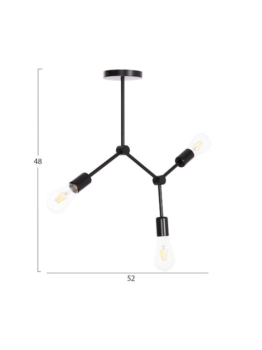HomeMarkt Lighty Deckenleuchte Schwarz mit Lampenbirnensockel E27 52x5cm
