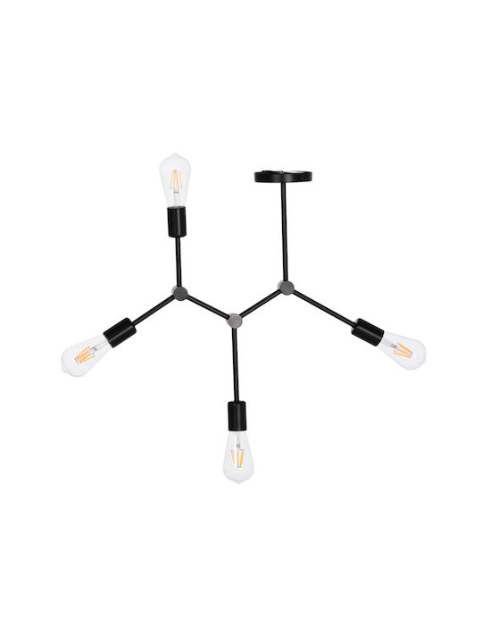 HomeMarkt Lighty Black Ceiling Light For 4 E27 Bulbs 57x5x52cm