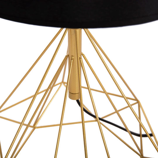 HomeMarkt Geilo Plastic Table Lamp for Socket E27 with Black Shade and Gold Base