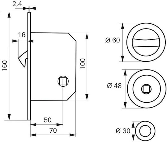 Thirard 00001108 Internal Sliding Door Hook Lock