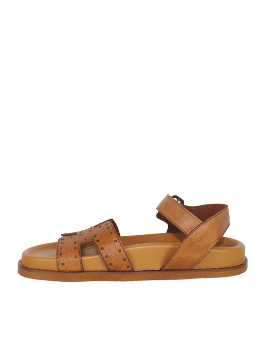 Leder Flache Sandalen für Damen Anatomisch Flatforms in Tabac Braun Farbe