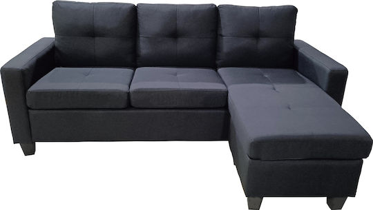 Idril Corner Couch with Reversible Angle Black 205x162x84 cm