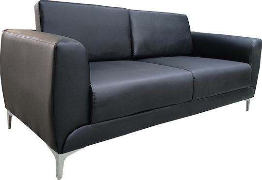 Elfric Canapea Cu Trei Locuri Din Piele Ecologică Neagră 190x81x81 cm