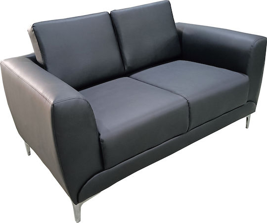 Elfric Canapea Cu Trei Locuri Din Piele Ecologică Neagră 190x81x81 cm