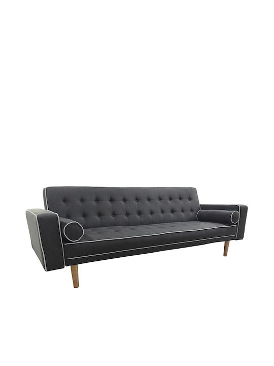 Aubrey Three-Seater Couch Bed with Storage Space Grey 224x88x84 cm