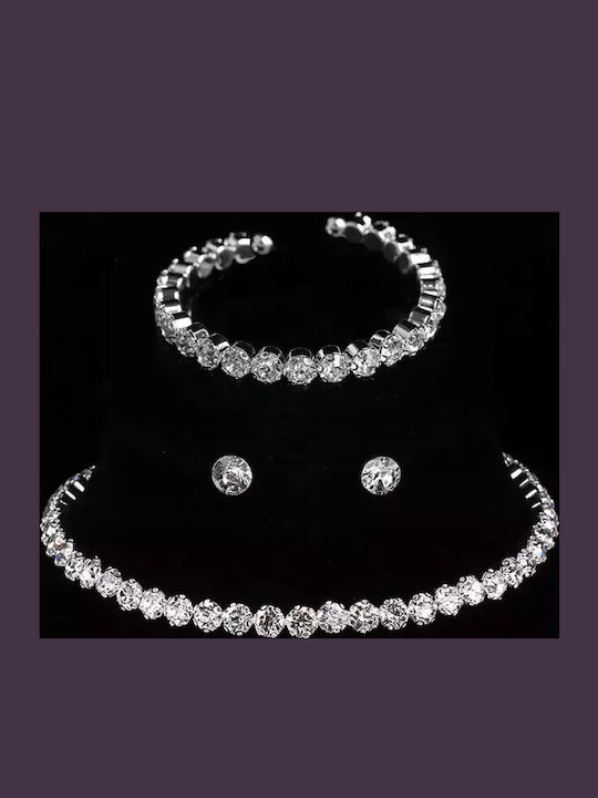 Set with Necklace , Earrings & Bracelet with Stones