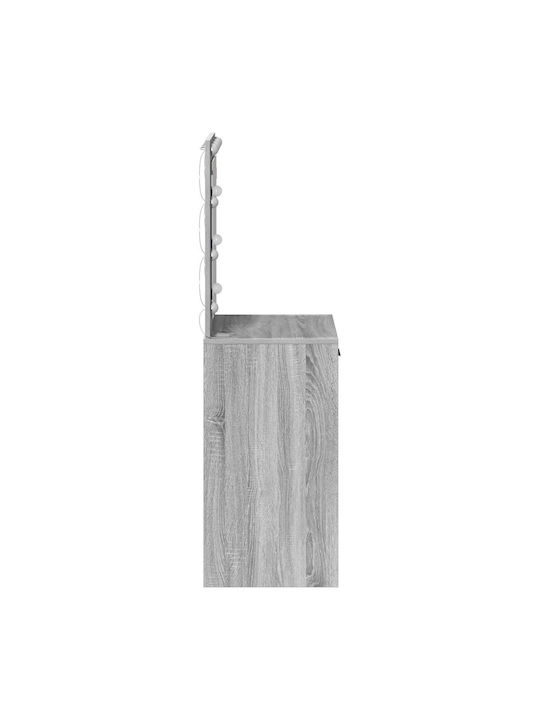 Floor-Standing Grey Wooden Makeup Dressing Table with Mirror 50x41x135cm