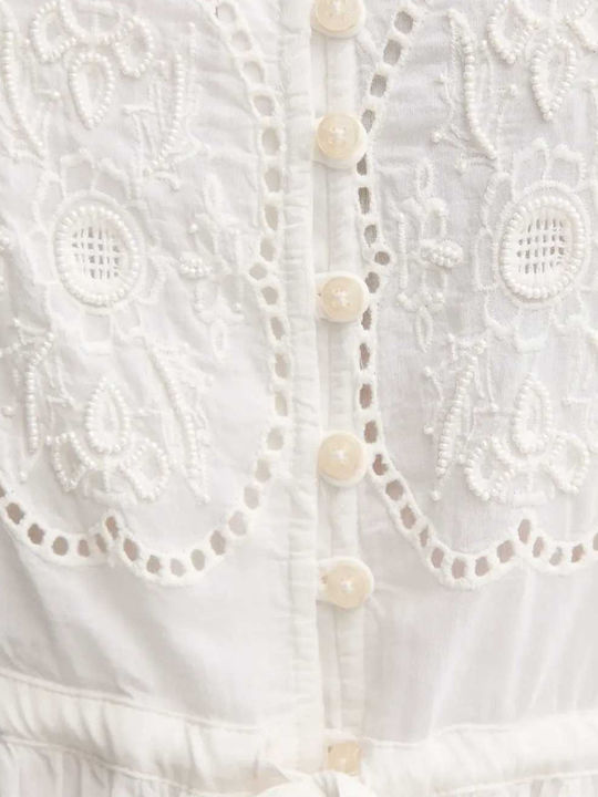 Dress Καλοκαιρινό Maxi Σεμιζιέ Φόρεμα White