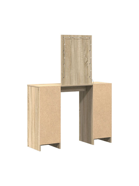 Floor-Standing Bedroom Dressing Table Wooden Oak with Mirror 102x33x135cm