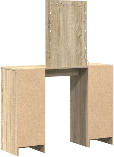 Bodenstehende Schminktisch Schlafzimmer Holz Eiche mit Spiegel 102x33x135cm