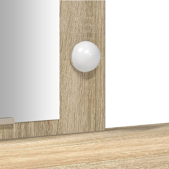 Bodenstehende Schminktisch Schlafzimmer Holz Eiche mit Spiegel 102x33x135cm