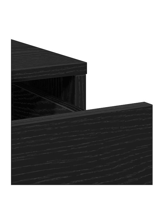 Masută De Toaletă De Podea Din Lemn Negru Prelucrat Cu Oglindă 50x41x135cm