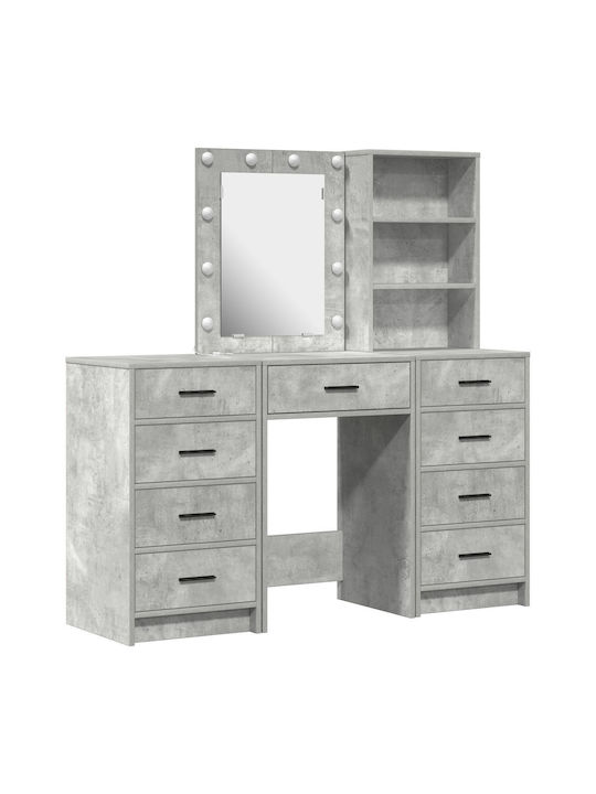 Bodenstehende Schminktisch Schlafzimmer Holz Grau Beton mit Spiegel 40x41x75cm