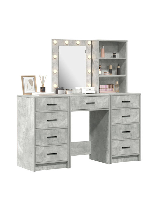 Bodenstehende Schminktisch Schlafzimmer Holz Grau Beton mit Spiegel 40x41x75cm