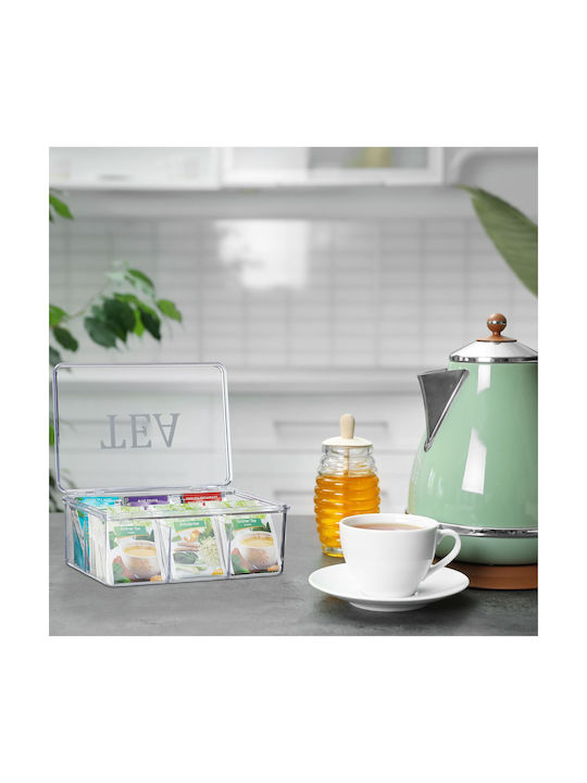 Relaxdays Box für Tee mit Deckel Kunststoff Transparent 15x9x21.5cm