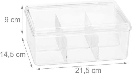 Relaxdays Caseta Pentru Ceai / Cafea Cu Capac Din Plastic Transparent 14.5x9x21.5cm