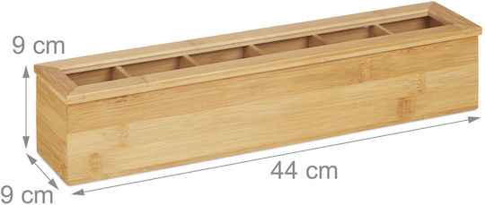 Relaxdays Caseta Pentru Ceai Cu Capac Din Lemn Bej 9x9x44cm