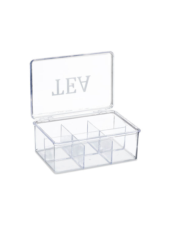 Relaxdays Box für Tee mit Deckel Kunststoff Transparent 15x9x21.5cm