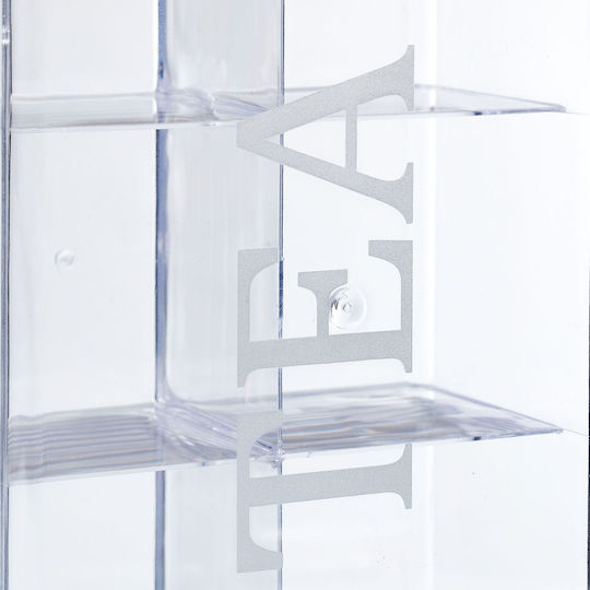 Relaxdays Caseta Pentru Ceai Cu Capac Din Plastic Transparent 15x9x21.5cm
