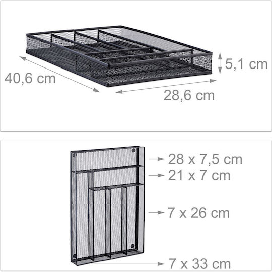 Relaxdays Schubladenteiler Metallisch in Schwarz Farbe 28.6x5.1x40.6cm Relaxdays Schubladenteiler Metallisch in Schwarz Farbe 28.6x5.1x40.6cm