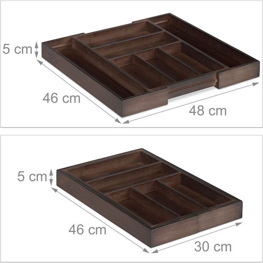 Relaxdays Поставка За Прибори За Чекмедже Отваряема Дървена 46x48x5см Кафява