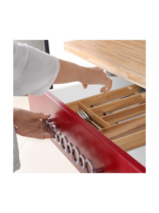 Relaxdays Besteckeinsatz für Schubladen Hölzernes 46x27,5x5cm Beige