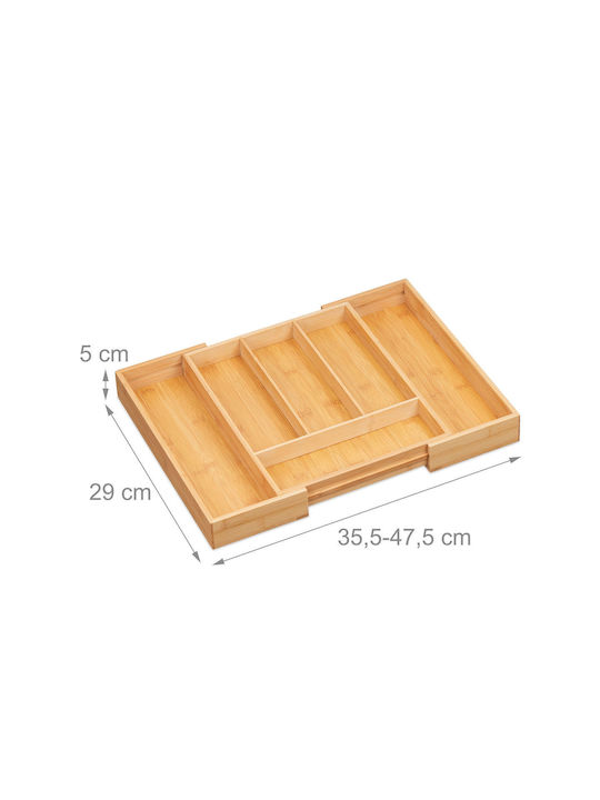 Relaxdays Tăvi Pentru Tacâmuri De Sertar Rabătabilă Din Lemn 35.5x29x5cm Bej