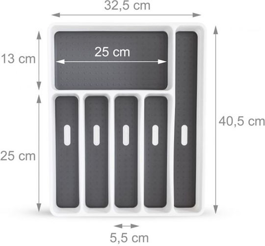 Relaxdays Tăvi Pentru Tacâmuri De Sertar Din Plastic 40.5x32.5x5cm Albă