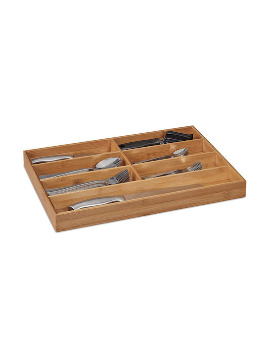 Relaxdays Besteckeinsatz für Schubladen Hölzernes 44,5x30,5cm Beiges