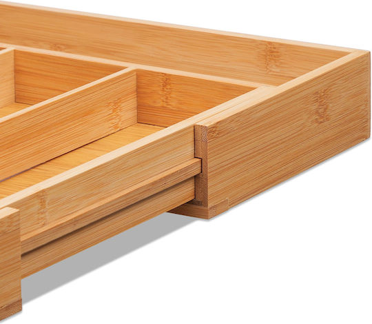 Relaxdays Tăvi Pentru Tacâmuri De Sertar Rabătabilă Din Lemn 35.5x29x5cm Bej
