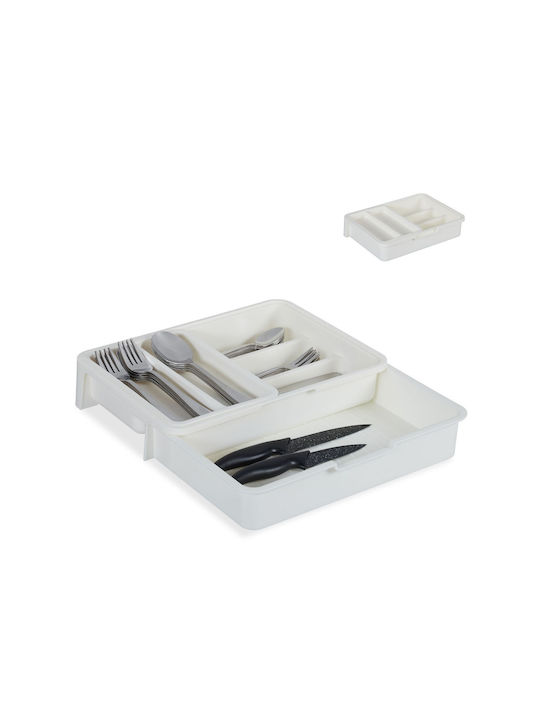 Relaxdays Drawer Cutlery Tray Opening Plastic 31.5x23.5x6cm White