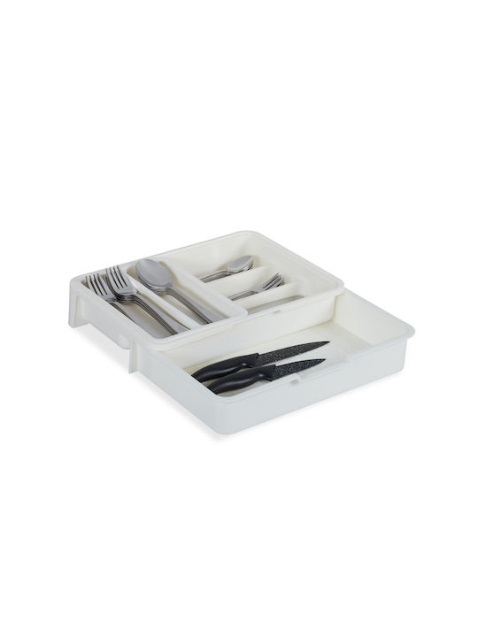 Relaxdays Drawer Cutlery Tray Opening Plastic 31.5x23.5x6cm White