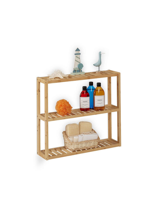 Relaxdays Raft Montat Pe Perete De Baie Din Bambus 54x60x15cm Maro