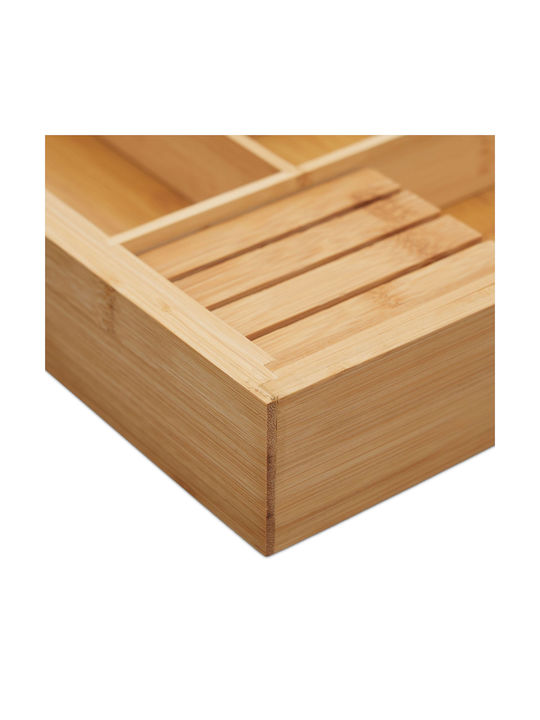Relaxdays Tăvi Pentru Tacâmuri De Sertar Rabătabilă Din Lemn 44.5x45x5.5cm Bej