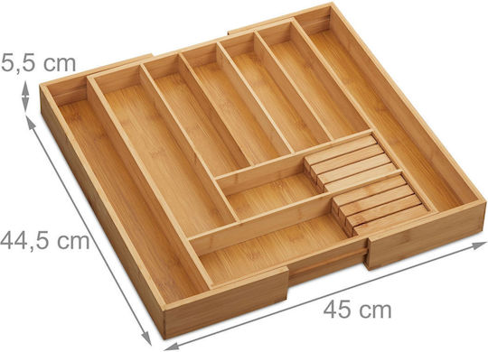 Relaxdays Drawer Cutlery Tray Opening Wooden 44.5x45x5.5cm Beige