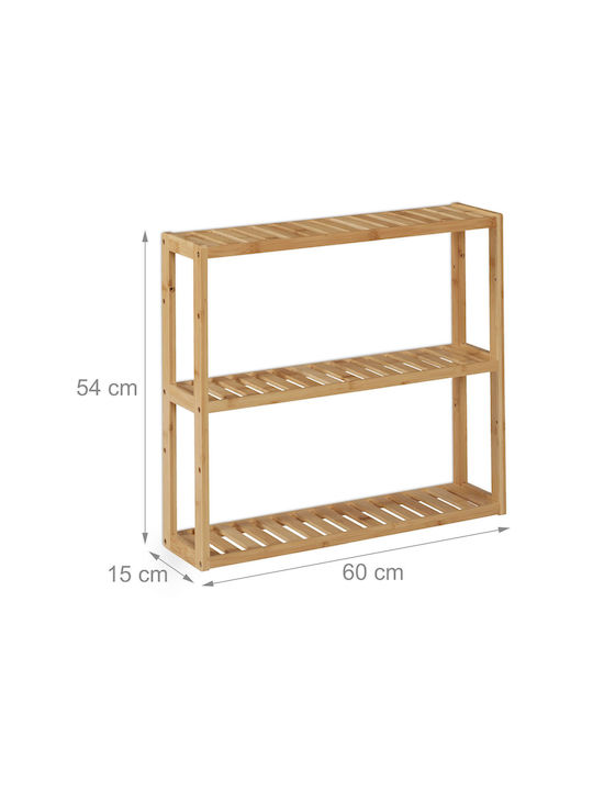 Relaxdays Raft Montat Pe Perete De Baie Din Bambus 54x60x15cm Maro