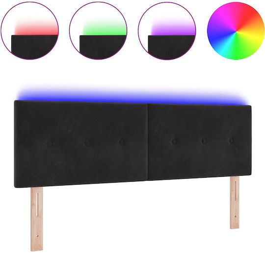 vidaXL Fabric Bed Headboard Black 144x88cm