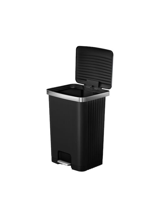 Eko Coș De Gunoi Hana Din Oțel Inoxidabil Cu Pedală Negru 70lt