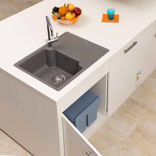 Relaxdays Coș De Gunoi Pentru Dulap Din Plastic Gri 8lt
